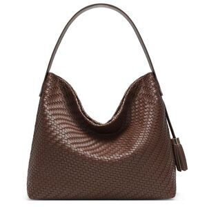 Woven Tote Bag for Women Slouchy Shoulder Bag Leather Handbags with